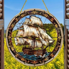 WOHAHA Sailboats Acrylic Window Hanging Sea Boat Stained Suncatchers for Window Acrylic Panels Bedroom Garden Kitchen Wall Decoration Gifts for Women Mom Grandma Teacher