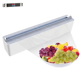 Quasziwa Magnetic Cling Film Dispenser with Cutter - Improves Foil Cutter, Practical Aluminium Foil Dispenser Drawer for Kitchen, Plastic Foil Dispenser with 100 m Cling Film, White