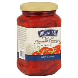 DeLallo Roasted Piquillo Peppers, 12oz Jar, 12-Pack