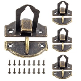 Waziaqoc 4Pcs Antique Toggle Hasp Latch, Small Iron Duckbilled Latch Retro Style Decorative Hasp Latch Hardware for Wooden Box Cabinet Chest Jewelry Box, Bronze