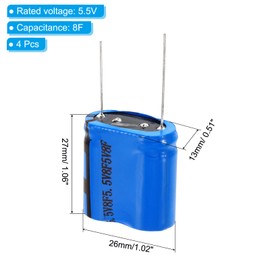 PATIKIL 2Pcs 5.5V 8F Super Capacitor, 1.02 x 0.51 x 1.06 Inch Aluminum Super Capacitors Winding Type Energy Storage for on Board Backup Energy Storage, Blue