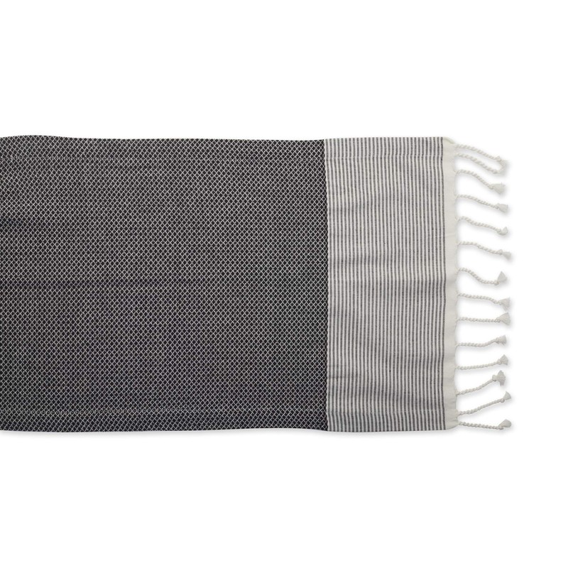 DII Bordered Dobby Woven Table Runner, 15 x 72, Black,
