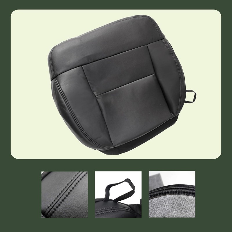 FZJDSD Black Leather Driver Side Bottom Replacement Seat Cover and