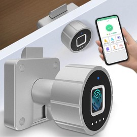eLinkSmart - Cerradura de gabinete con huellas dactilares, seguridad infantil, a prueba de bebé, biométrica sin llave, Bluetooth, cerradura electrónica inteligente para cajones para muebles, licores,