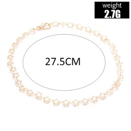 Yienate Beach Anklets Simple Alloy Hollow Five-Pointed Star Anklet Foot Jewelry for Women and Girls (Gold)