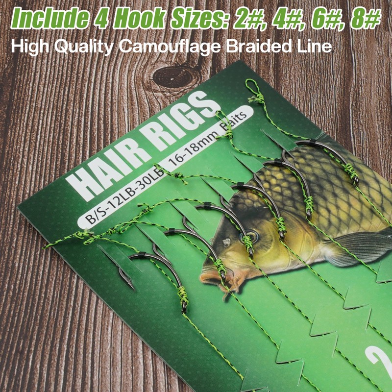 Carp Fishing Hair Rigs Kit - 12pcs Braided Thread Line