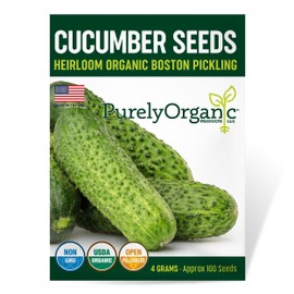 Organic Boston Pickling Cucumber Seeds - USDA Organic, Non-GMO, Open Pollinated, Heirloom, USA Origin (1 Packet - 4 Grams - Approx 100 Seeds)
