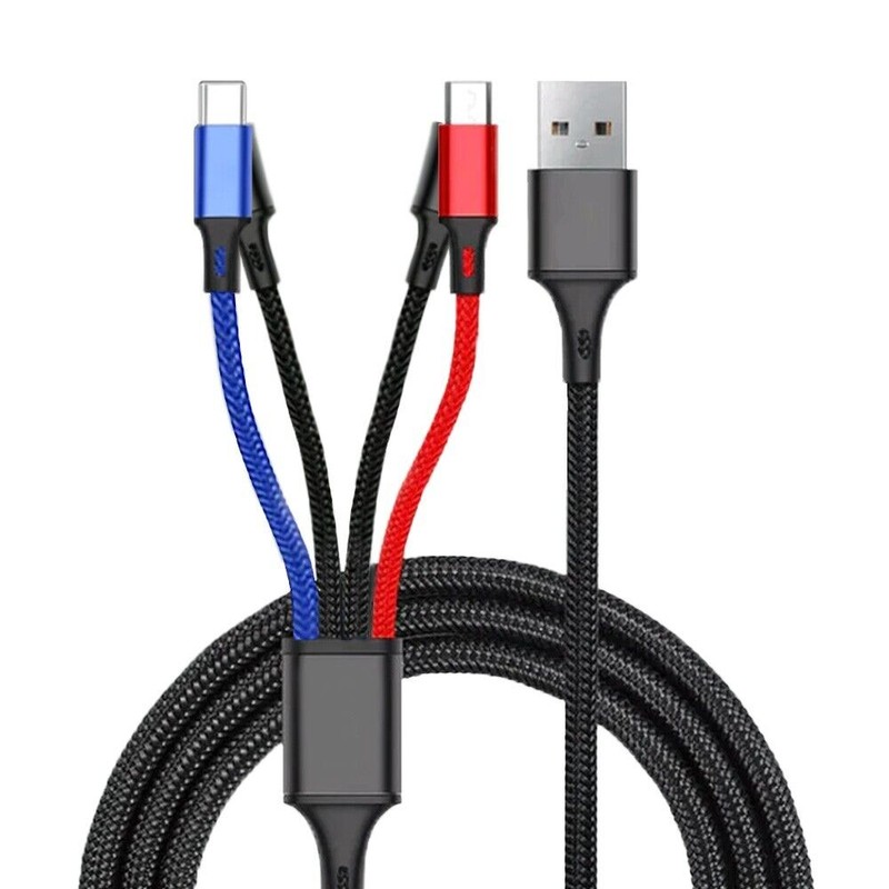For Motorola, Universal B2G1 FREE 4-in-1 Nylon Braided Charging Cable