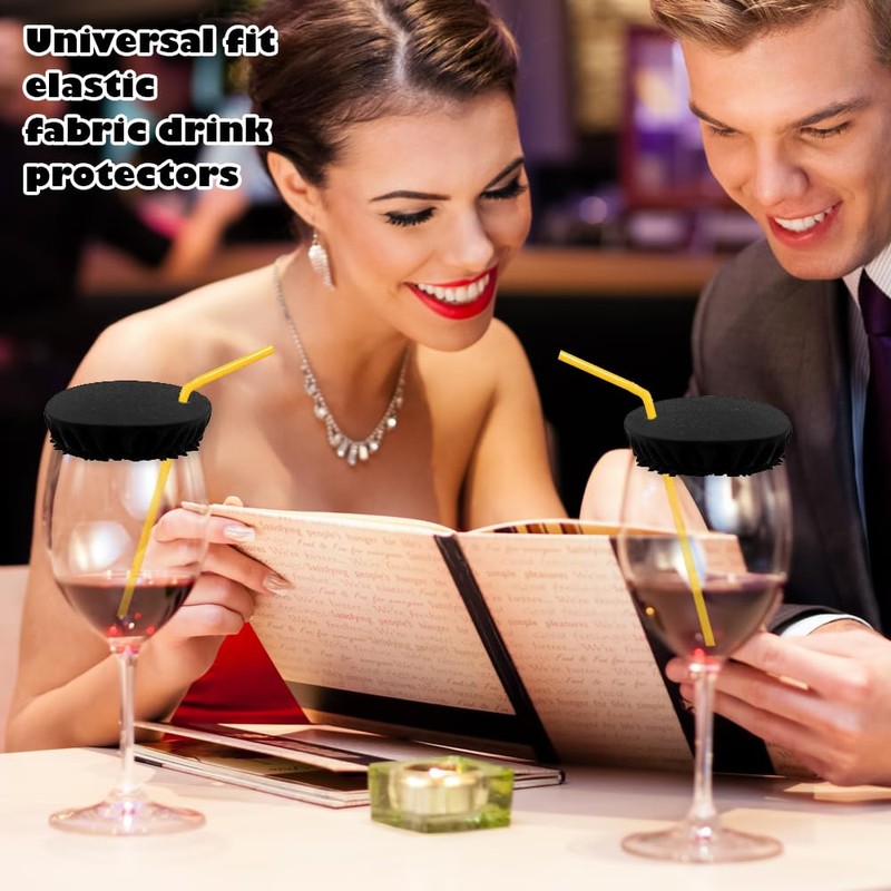 6pcs Reusable Drink Cover Scrunchie with Straw Hole,Elastic Cup Protector