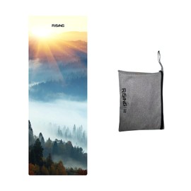 RISINGFIT travel yoga mat Premium Print Yoga Mat Folding Travel Fitness & Exercise Mat 72 x 26 Inch 2MM Thickness Non Slip Workout Mat for All Types of Yoga, Pilates & Floor Workouts with Carrying Bag (Morning)