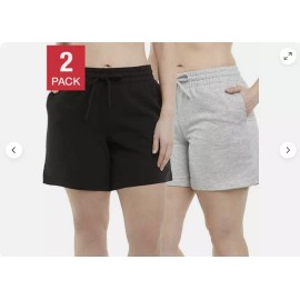 Danskin Ladies' Soft Active Short 2-pack, (Black/Light Gray Heather, XS) NWT