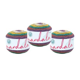 Lion Brand Yarn, Mandala DK Lightweight Yarn for Knitting, Crochet, and Crafts, Warlock, 3 Pack, Self-Striping Acrylic Fiber for Baby Blankets, Multicolor Shawls and Variegated Cardigans