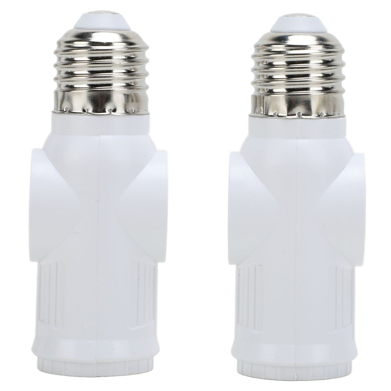2Pcs 3 Prong Light Socket Adapter Plug White E26 Light
