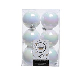 12 Christmas Tree Baubles, 60 mm Plastic Christmas Decoration Baubles