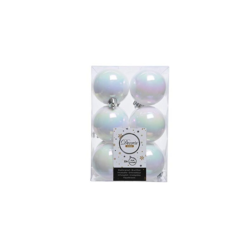 12 Christmas Tree Baubles, 60 mm Plastic Christmas Decoration Baubles