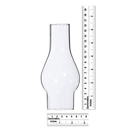B&P Lamp SMALL 2 1/8 Inch Base by 6 1/2 Inch Tall Clear Glass Chimney for Oil Lamps and Antique Style Lighting