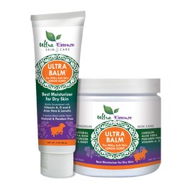 Ultra Balm Daily Moisturizer For Dry Itchy Skin, Psoriasis and Eczema Relief That Contains Lanolin, Vitamins A, D & E, Aloe Vera, To Moisturize Face, Body, Dry Hands & Cracked Heels (Lemon)