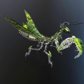 Metalkitor 3D Metal Puzzles for Adults, Giant Mantis Model Kit - Steampunk DIY Ornament - Assembly Jigsaw Crafts Brain Teaser - Perfect Room Decor and Gift Choice (1200+ PCS) - Color: Grass Green