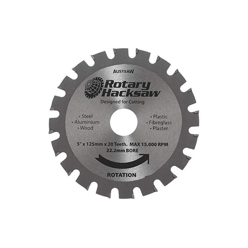 Austsaw Extreme Rotary Hacksaw Blade, 125 mm Diameter x 22.2