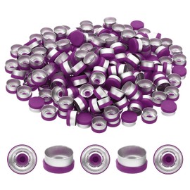 PATIKIL 13mm Flip Off Caps, 200 Pcs Flip Off Caps Flip Off Seals Flip Off Vial Seals Plastic Aluminum Caps Cover for Glass Vial, Purple