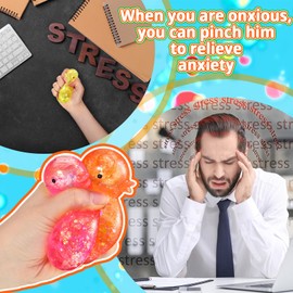 Meooeck 12 Pcs Stress Relief Toys Mini Animal Toys for Stress Relief Cute and Fun for Birthday, Christmas, Office, Stocking Stuffer Gift(Glitter Color,Duck)