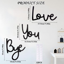 Bomiclss Love You Bye Above Door Sign, Handcrafted Plywood Script Sign With 'Bye, Modern Black Letter Sign Wall Art for Hallway Stairs Express Love and Warmth Family Sign Home Wall Decor