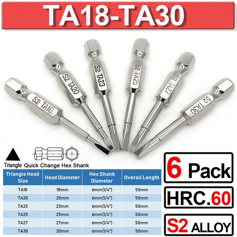 Triangle Screwdriver Bit Set, 6 Pieces Triangle Screw Head, 2