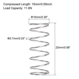 TOP-VIGOR 5Pcs Compression Spring, 10mm OD,0.7mm Wire Size,25mm Free Length Dual Extended Durable Dual Hook Tension Spring for Furniture Screen Doors Repair Projects