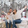 Blulu Christmas Backdrop for Photography, Fabric Wood Background Winter Snowman