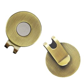Adhere 2pcs Golf Hat Clip Golf Ball Marker Holder Magnetic Golf Cap Clips Without Ball Marker (Brass)