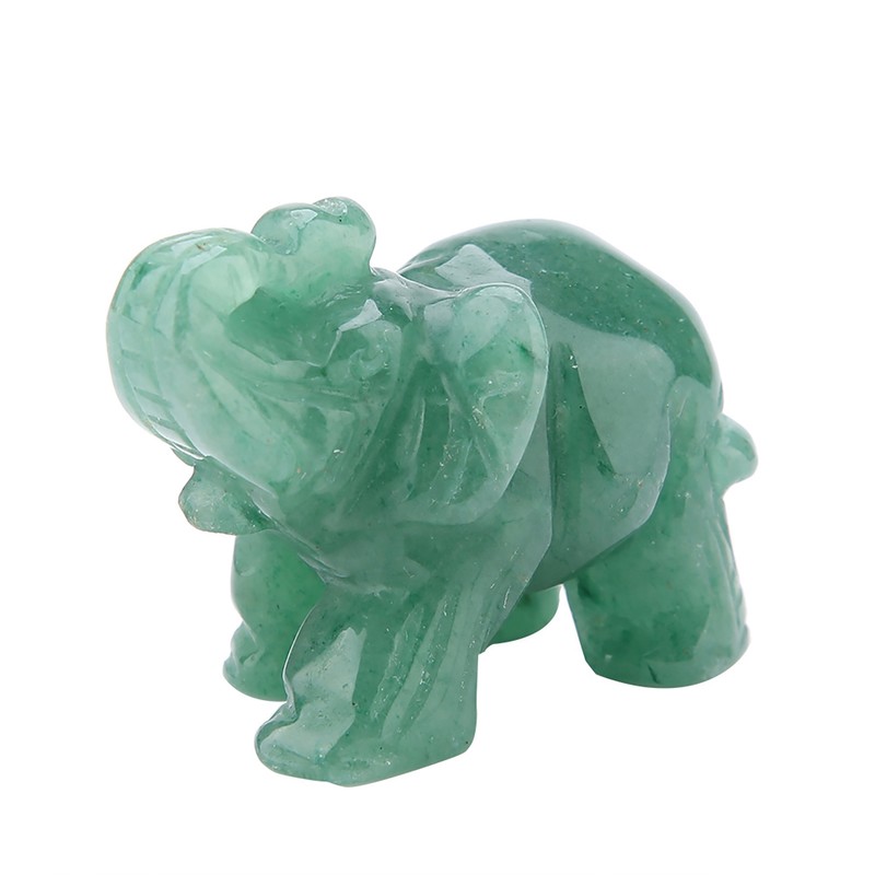 2inch Natural Jade Carved Elephant Crystal Figurine Home Decoration Furnishing