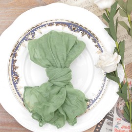 MLMC Rustic Cheesecloth Napkins Set of 24 Sage Green Gauze Cheese Cloth Napkins 21"x21" Wrinkled Table Napkins in Bulk for Daily Use Baby Shower Events Decor