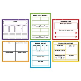 Large Dry Erase Math Graphic Organizers - 6 Pieces - Educational and Learning Activities for Kids