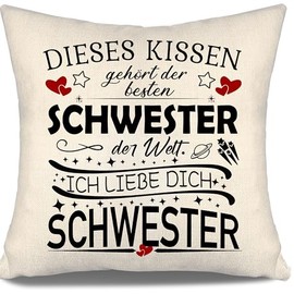 Aosumin This cushion belongs to the best sister in the world, I love you, sister cushion cover for sister, brother, birthday, best sister gift (sister-a)