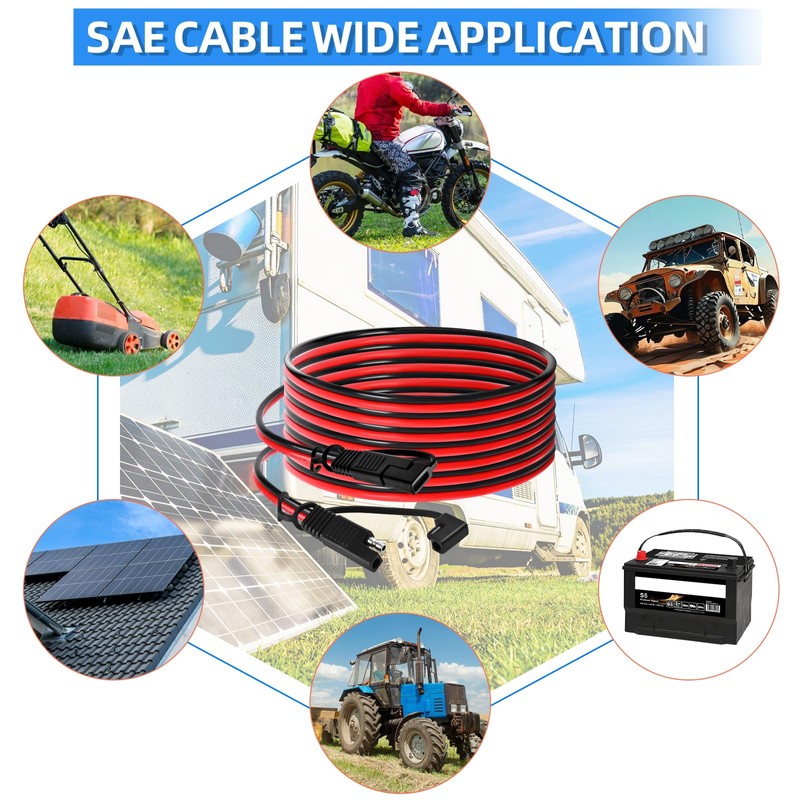 Ygdyxautoc 14 AWG 30 FT SAE Connector to SAE Battery