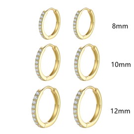Small Gold Hoop Earrings | Sterling Silver Stud Earrings for Women - 6 Pairs Hypoallergenic Tiny Cubic Zirconia Stud Earrings Set & Cartilage Earring Hoops