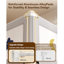 ONEYA BABY - Barandilla protectora para cama de bebé para niños pequeños, rieles reforzados de 60 pulgadas para cama Queen con altura aju...