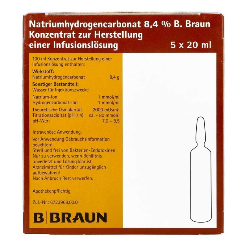 Sodium Hydrogen Carbonate B.Braun 8.4% Glass 5 x 20 ml