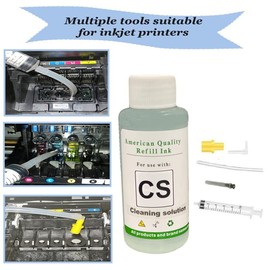 Vivid Colors Print Head Printhead Pigment Dye Ink Clean Tool Maintenance Repair Cleaning Solution Liquid Kit Cleaning Fluid Compatible with Universal Inkjet Printer (100ml Bottle)