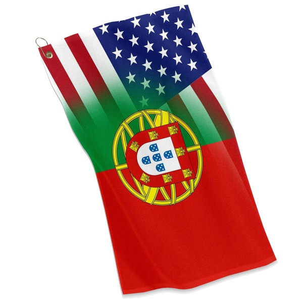 ExpressItBest Golf/Sports Towel - Flag of Portugal & USA - Portuguese