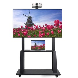 XINLEI Rolling TV Stand with Wheels Heavy Duty Mobile TV Cart for Most 32-75 Inch Flat/Curved Screens, Portable TV Floor Stand with Shelf Large Base, Max VESA 600x400, up to 220 lbs