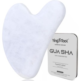 Gua Sha 100% Natural White Quartz Stone, Face Guasha Tool for Jawline Sculpting and Puffiness Reducing, Gua Sha Massage Tool Suitable for Daily Skin Care Routine