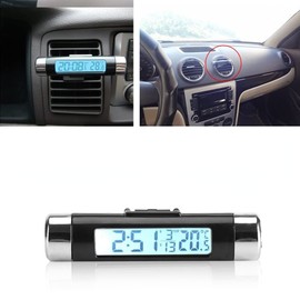 Digita LCD Backlight Clock Temperature Monitor Clip for Truck Car (Blue)
