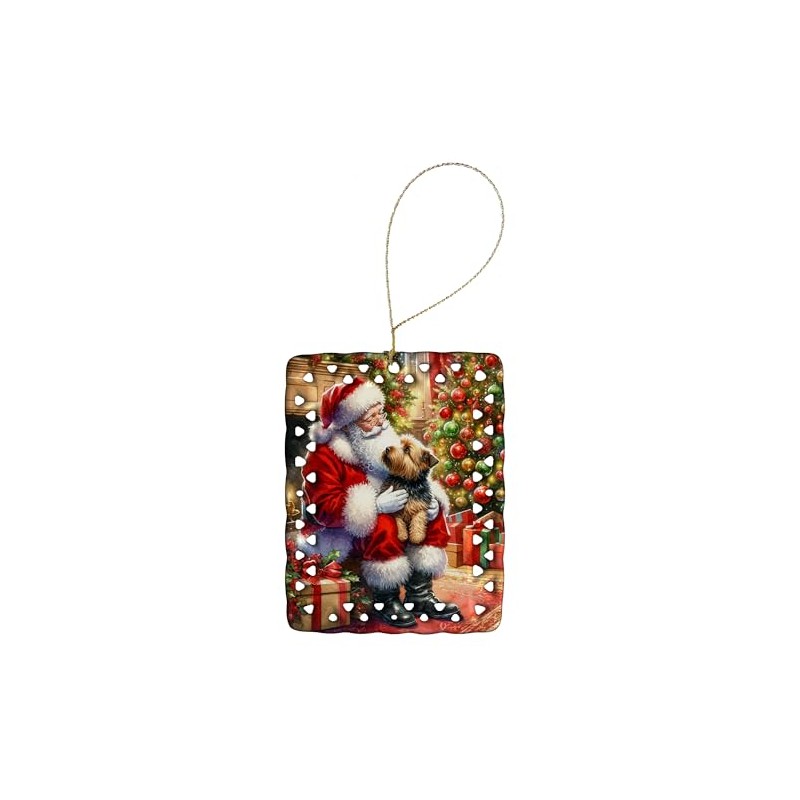 Norfolk Terrier and Santa Claus Porcelain Ornament