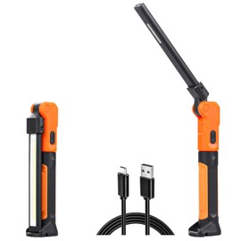 DreamColor 4 in 1 Led Work Light, Rechargeable Work Light with Torch Light, Magnetic Base&Hidden Hook, Foldable&Lightweight 180° Rotate for Car Repair, Power Outage, Hiking(1Pack).