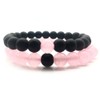 Jenbert 2Pcs Distance Bracelets Black Matte Stone & Rosa Quartz