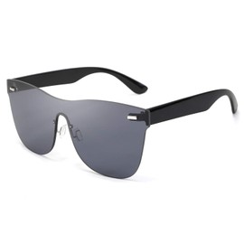 FEISEDY Oversized Mirrored Frameless Lens One Piece Sunglasses for Women Men B2647