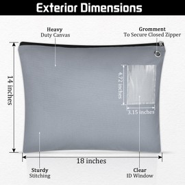 Humyoun 2 Pcs Interoffice Mailer Canvas Transit Sack Zipper Bag 18" x 14" Large Zipper Pouch with Grommet Interoffice Mail Bag (Gray)