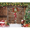 Christmas Backdrops for Photoshoot 10x8ft Vinyl Barn Wood Door Xmas
