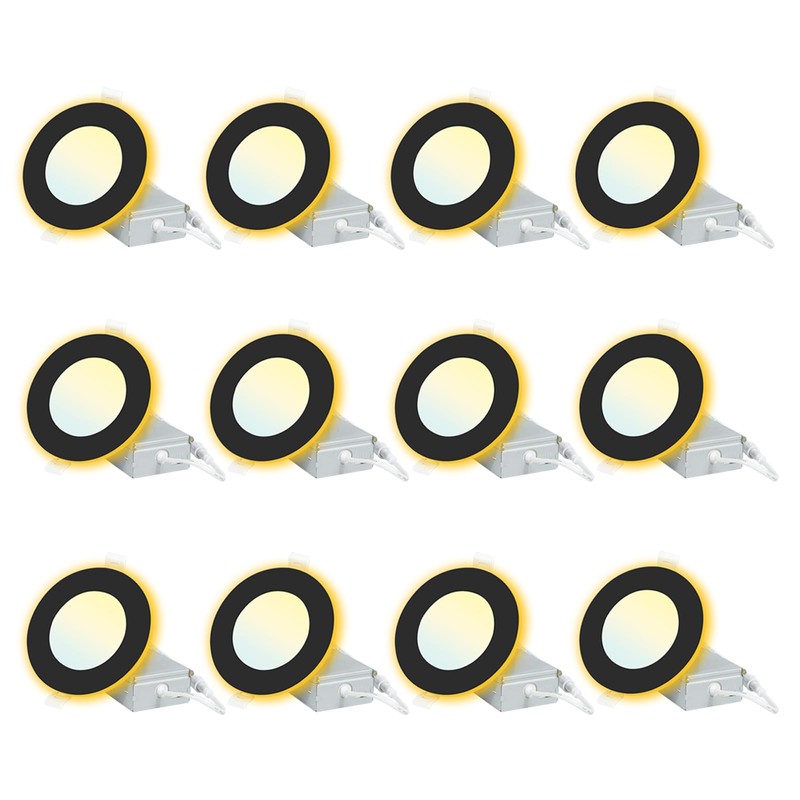 EOSMILE 12 Pack, Black Recessed Lighting with 4 Inch Night
